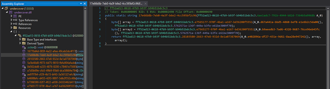 dnSpy with renamed functions screenshot
